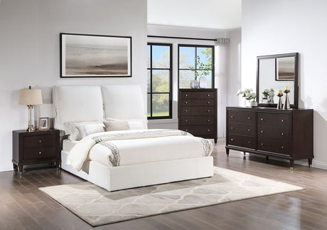 Eastern King Bed  - Gwendoline Upholstered Eastern King Panel Bed White