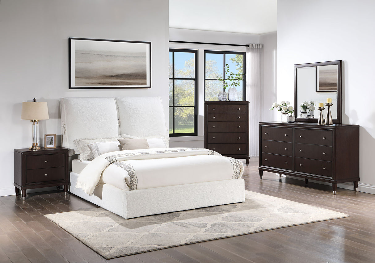 Queen Bed - Gwendoline Upholstered Queen Panel Bed White