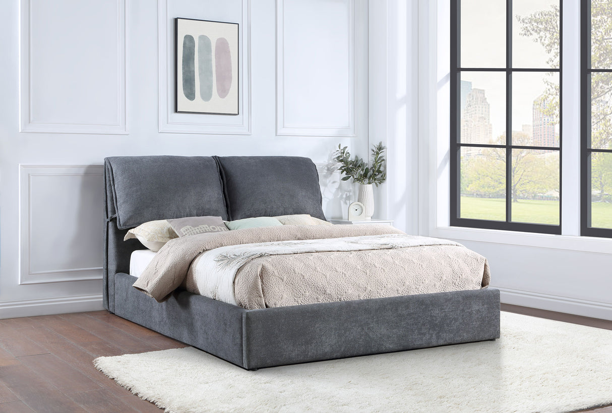 Eastern King Bed  - Laurel Upholstered Eastern King Panel Bed Dark Grey