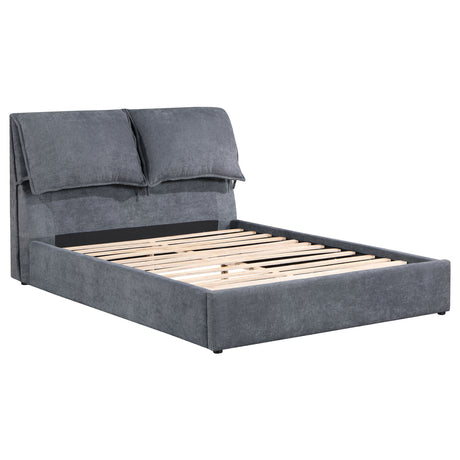 Eastern King Bed  - Laurel Upholstered Eastern King Panel Bed Dark Grey