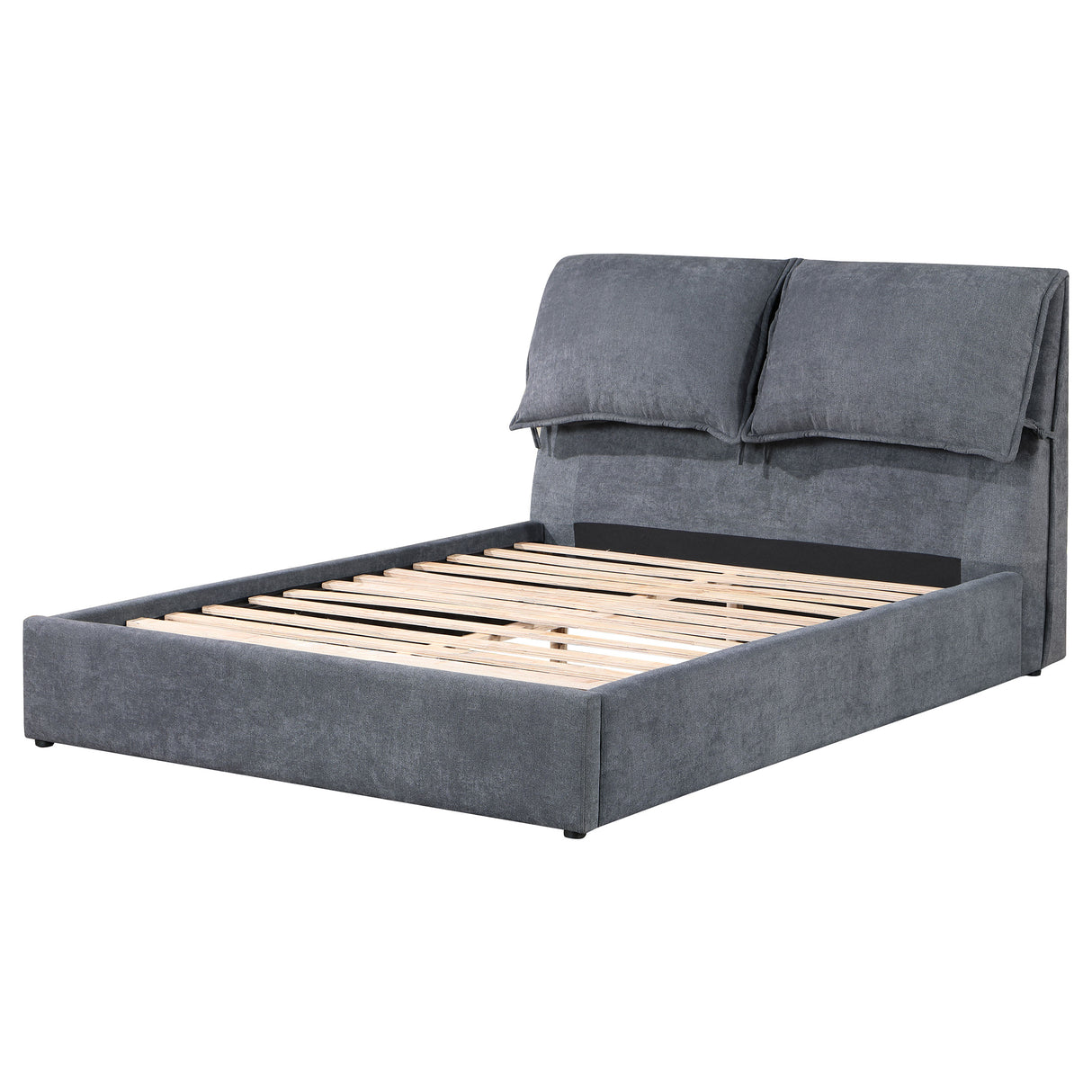 Queen Bed - Laurel Upholstered Queen Panel Bed Dark Grey