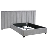 Eastern King Bed W/ Wing Panel - Arles Upholstered Eastern King Wall Panel Bed Grey