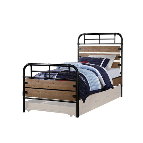 Adams Twin Bed 30610T Antique Oak & Black Finish | Acme - 30610T - Home Elegance USA - 2