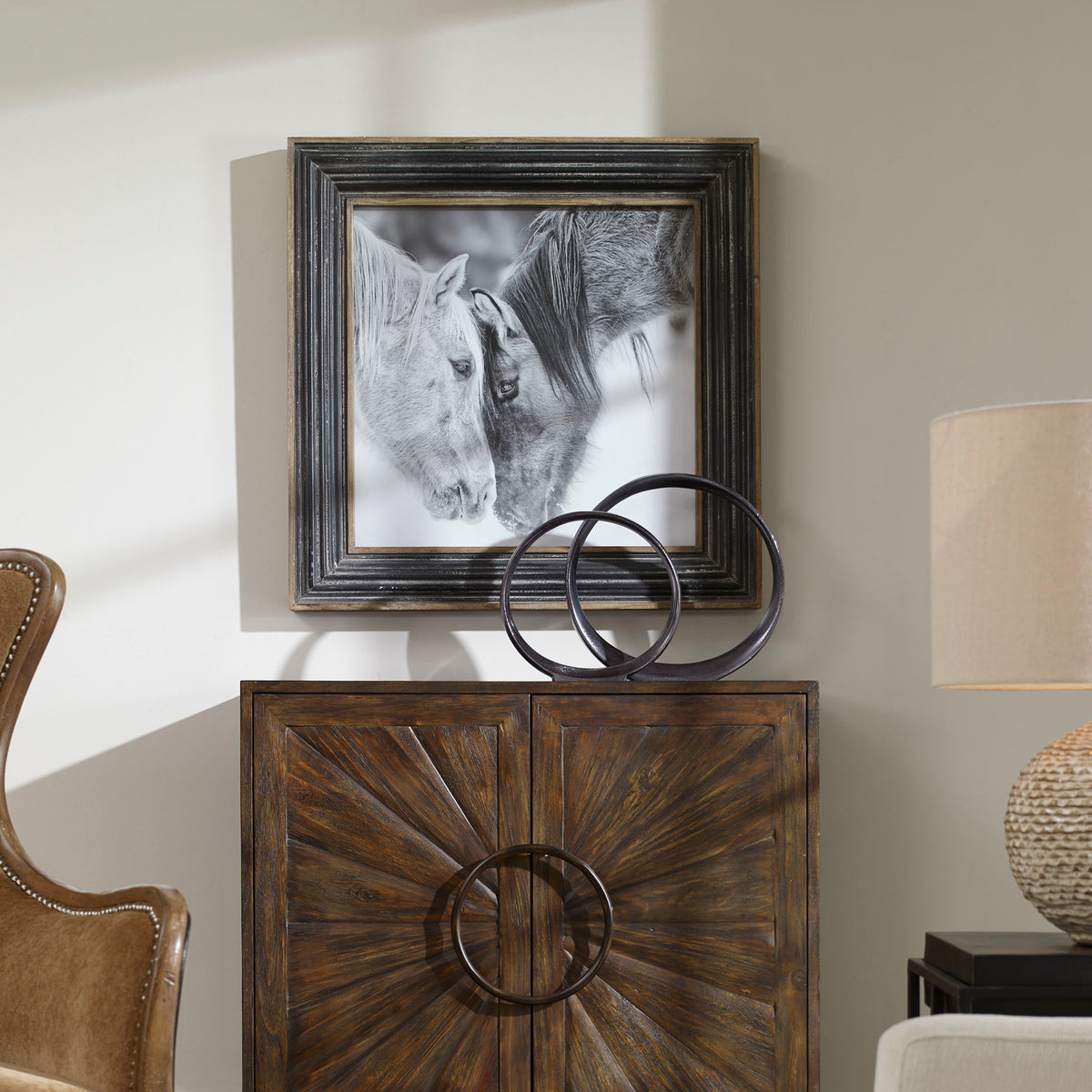 Custom Black And White Horses Print - Dark Brown / Silver by Uttermost - View 2