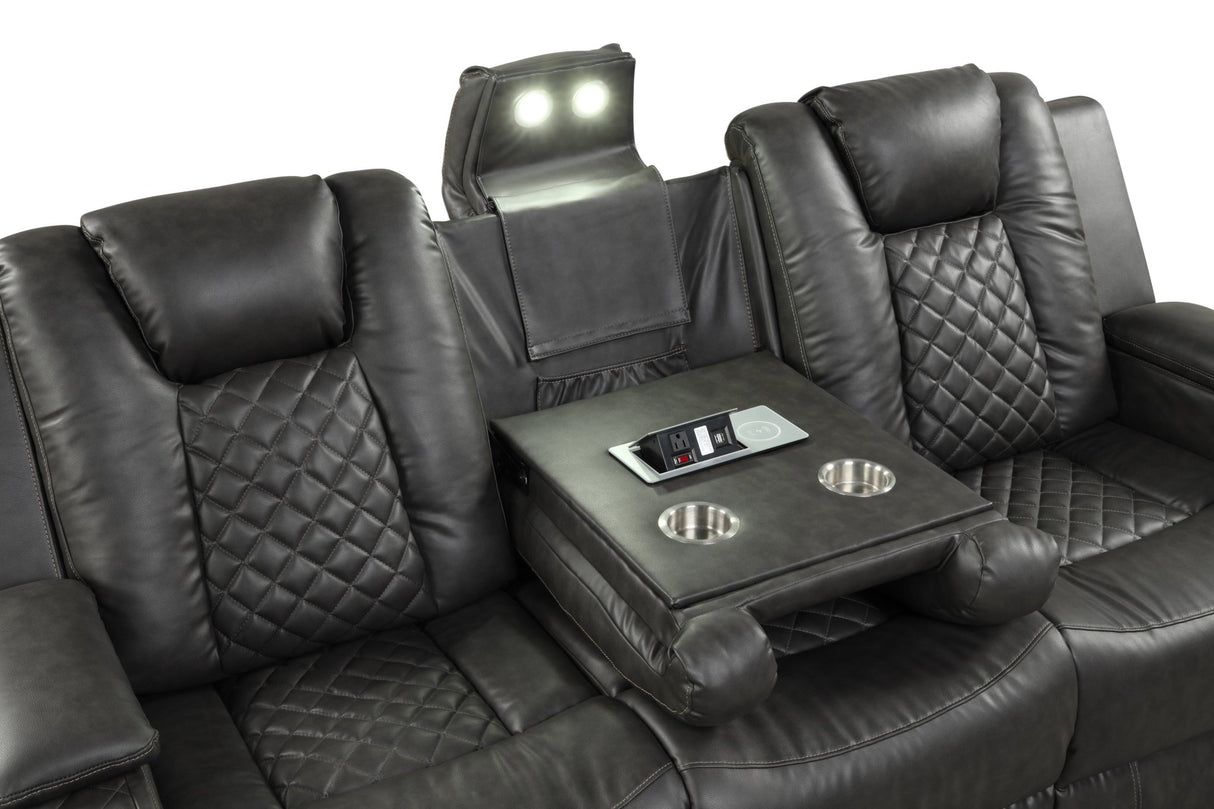 Benz LED & Power Reclining Loveseat Made With Faux Leather in Black - 659436023932 - Home Elegance USA - 4