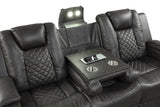 Benz LED & Power Reclining Loveseat Made With Faux Leather in Black | Home Elegance USA