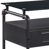 Acme - Nicipolis Nightstand 30738 Glass & Sandy Gray Finish