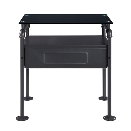 Acme - Nicipolis Nightstand 30738 Glass & Sandy Gray Finish