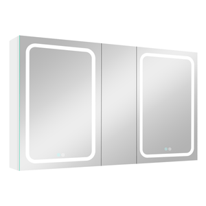 50x30 Inch LED Bathroom Medicine Cabinet Surface Mount Double Door Lighted Medicine Cabinet, Medicine Cabinets for Bathroom with Mirror Defogging, Dimmer White - W995S00068 - image - 1