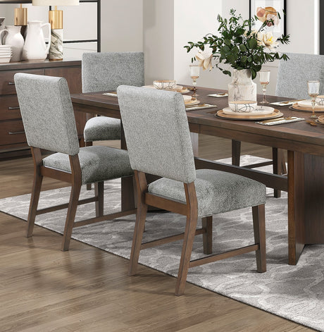 Walnut Finish Modern Dining Set 6pc Table with Self-Storing Extension Leaf Bench 4x Chairs Upholstered Wooden Furniture - sold by Home Elegance USA