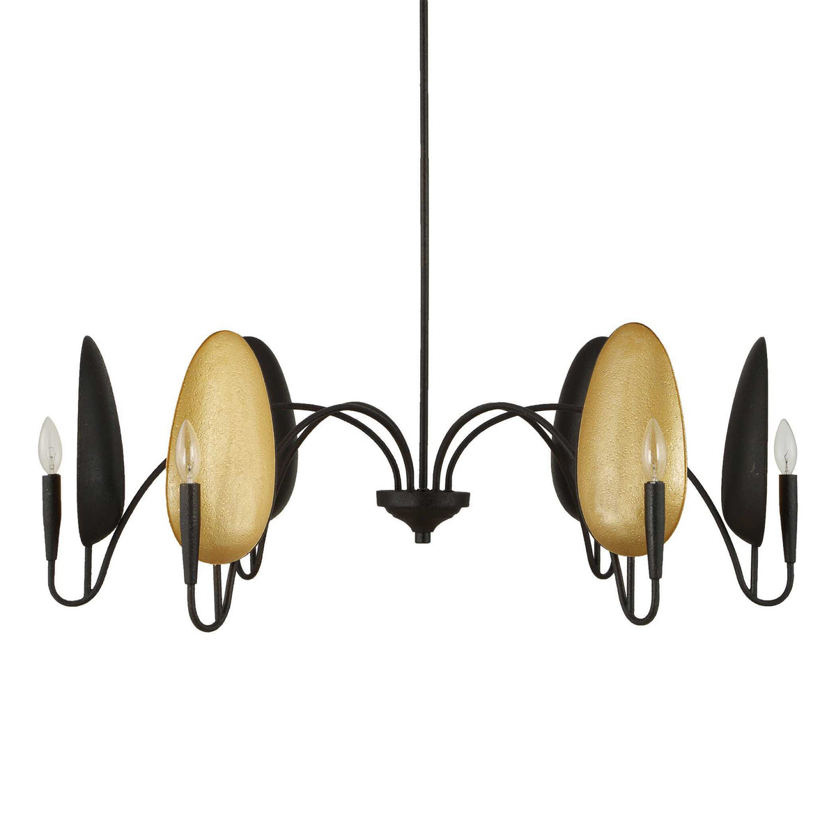 Warwick 6 Light Chandelier Matte Black - Black / Gold by Uttermost - View 3