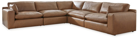 Emilia Caramel 5-Piece Leather Sectional Sofa Modular Seating 30901S4 | Ashley