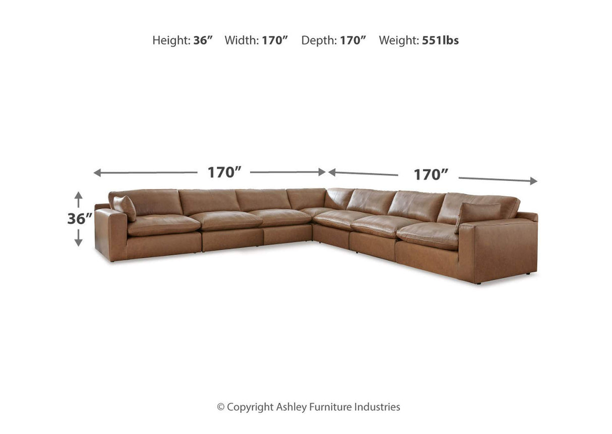 Ashley Caramel Emilia 30901S6 7 - Piece Sectional - Leather | Home Elegance USA