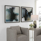 Telescopic Abstract Framed Prints (Set of 2) - Black / Blue by Uttermost - View 3