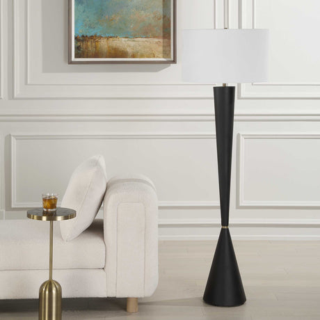 Layla Black Tapered Floor Lamp by Uttermost - View 3