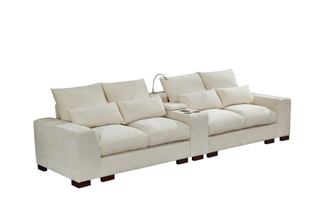 Modern Sectional Sofa Couch with Console,USB Charging Port,Reading Light,Cup Holder, Beige - sold by Home Elegance USA