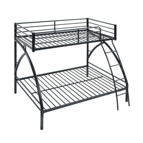Black Metal Frame Twin/Full Bunk Bed, Youth Bed, Youth Bedroom Furniture, Easy Assembly - sold by Home Elegance USA