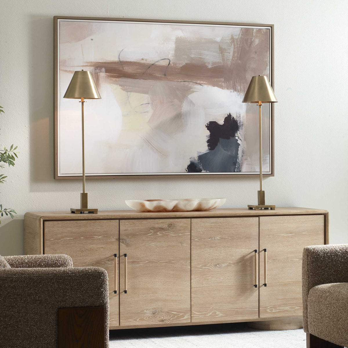 Bluster Framed Abstract Canvas Blue / Brown / Gray / Orange / Purple / White / Yellow - Blue / Light Brown by Uttermost - View 3