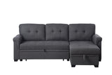 Lucca Dark Gray Linen Reversible Sleeper Sectional Sofa with Storage Chaise - Home Elegance USA