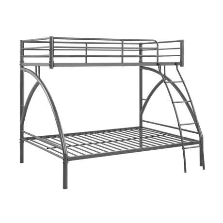 Gray Metal Frame Twin/Full Bunk Bed, Youth Bed, Youth Bedroom Furniture, Easy Assembly - sold by Home Elegance USA