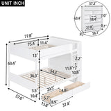 Full over Full Bunk Bed With 2 Drawers and Multi-layer Cabinet, White - Home Elegance USA