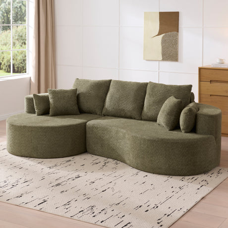 106 in. 2 - Piece Fabric Cloud Curved Sectional Boucle Sofa,CHAISE LOUNGE, FOREST GREEN - sold by Home Elegance USA