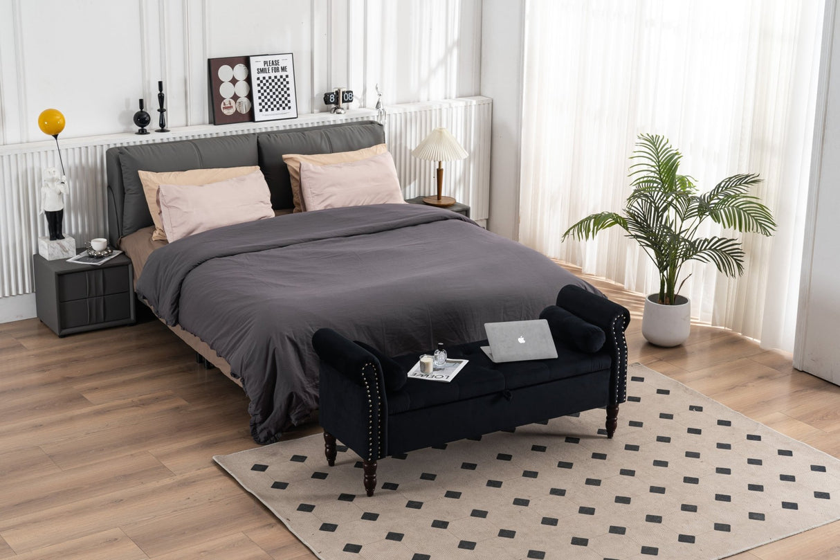52" Bed Bench Black Velvet - Home Elegance USA