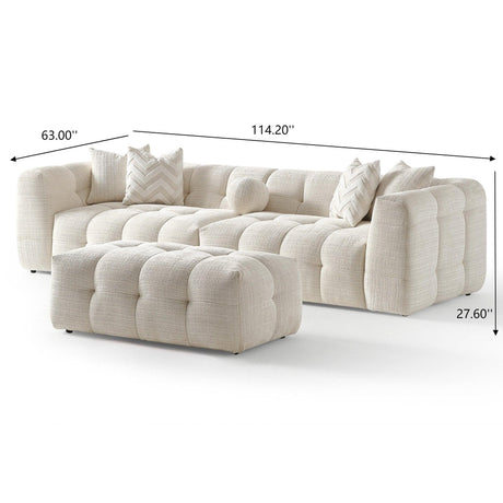 Alana Tufted Ivory Chenille Modular Sectional Sofa with Reconfigurable Layouts and Soft Upholstery - sold by Home Elegance USA