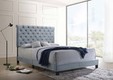 Eastern King Bed - Warner Upholstered Eastern King Panel Bed Slate Blue