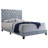 Queen Bed - Warner Upholstered Queen Panel Bed Slate Blue