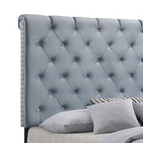 Queen Bed - Warner Upholstered Queen Panel Bed Slate Blue