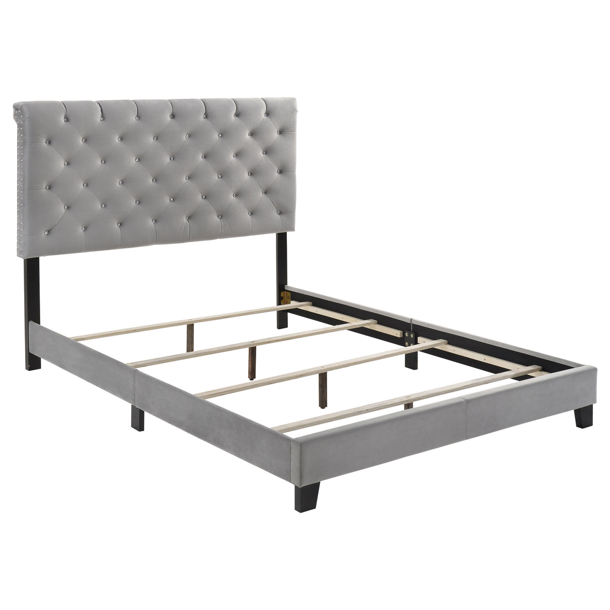 Eastern King Bed - Warner Upholstered Eastern King Panel Bed Grey