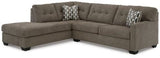 Ashley Chocolate Mahoney 31005S3 2 - Piece Sleeper Sectional with Chaise - Chenille | Home Elegance USA