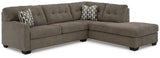 Ashley Chocolate Mahoney 31005S4 2 - Piece Sleeper Sectional with Chaise - Chenille - 31005S4 - Home Elegance USA - 1