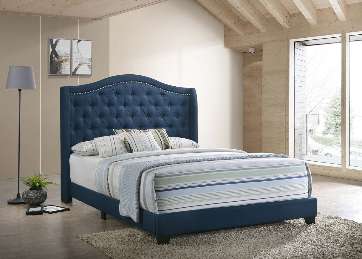 Queen Bed - Sonoma Upholstered Queen Wingback Bed Blue