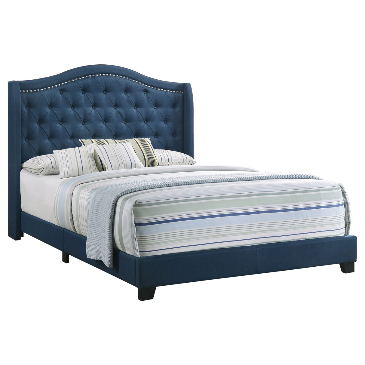 Queen Bed - Sonoma Upholstered Queen Wingback Bed Blue