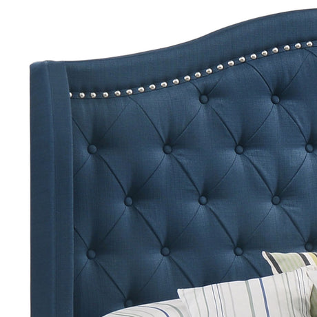 Queen Bed - Sonoma Upholstered Queen Wingback Bed Blue