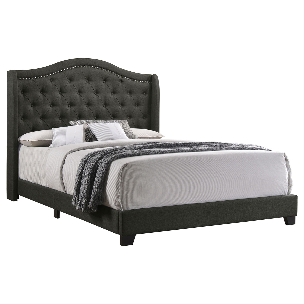 Queen Bed - Sonoma Upholstered Queen Wingback Bed Grey