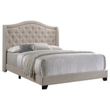 Queen Bed - Sonoma Upholstered Queen Wingback Bed Beige