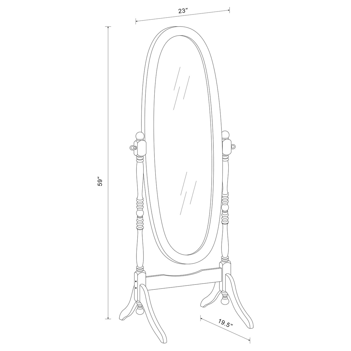 Cheval Mirror - Foyet Oval Cheval Mirror Merlot