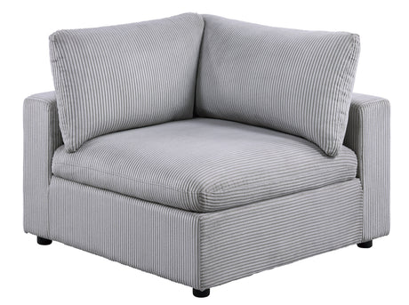 Dark Gray Color 6pc Modular Sectional Set Corduroy Upholstery Couch 3x Corner wedge 2x Armless Chairs 1x Ottoman Living Room Furniture - sold by Home Elegance USA