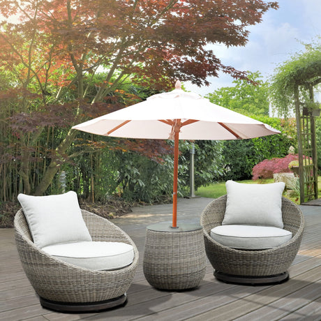 Cozy Outdoor Set - Swivel Woven Chairs, Side Table - All - Weather Resin Wicker, Powder - Coated Aluminum, Fully Assembled - B081110063 - Home Elegance USA - 1