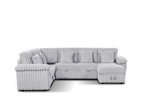 110-inch U-shaped corduroy super soft sectional sofa with storage and pull-out bed, corner coffee table with cup holder and USB port; suitable for living room, comfortable corduroy sectional sofa - sold by Home Elegance USA