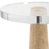 Niari Travertine Drink Table - Light Brown by Uttermost - View 4