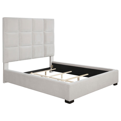 Queen Bed - Panes Upholstered Queen Panel Bed Beige