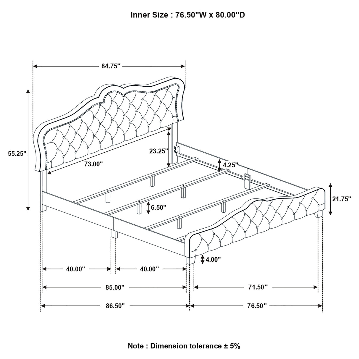 Eastern King Bed - Bella Upholstered Eastern King Panel Bed Grey