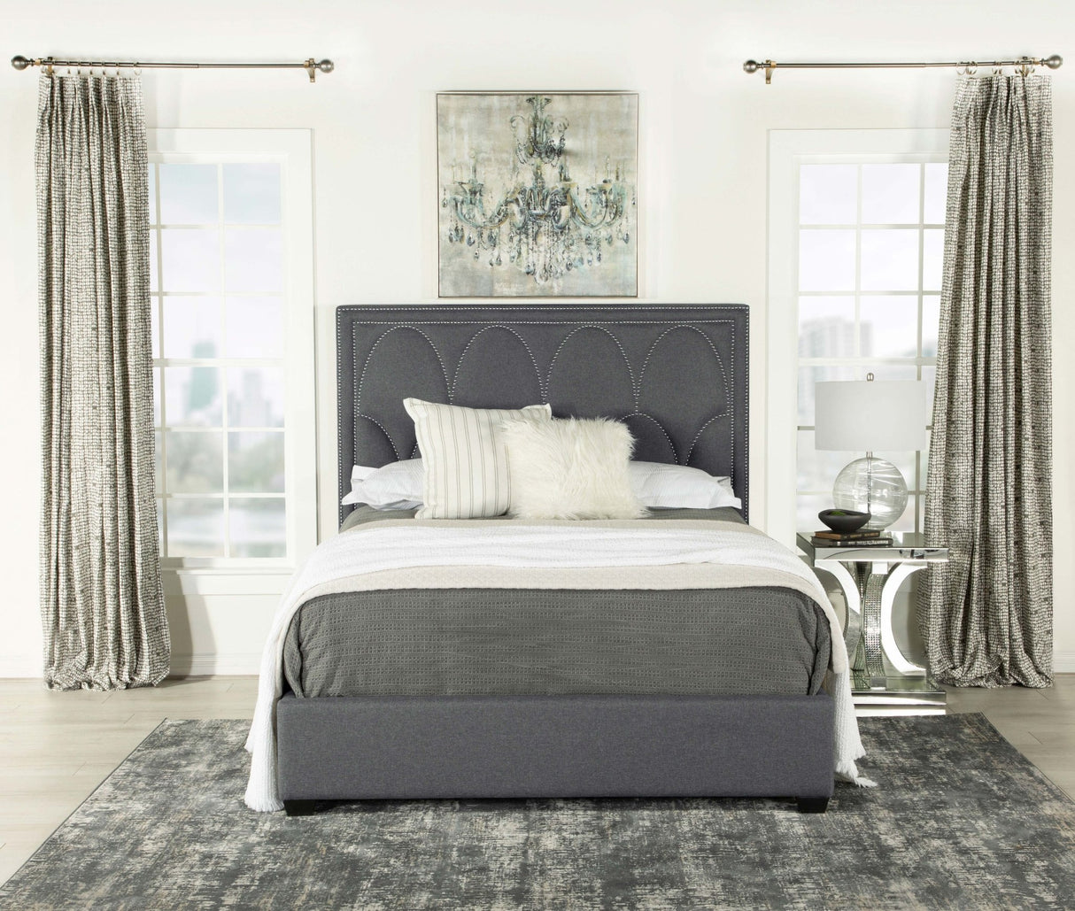 Bowfield Upholstered Eastern King Panel Bed Charcoal | Coaster - 315900KE - Home Elegance USA - 11