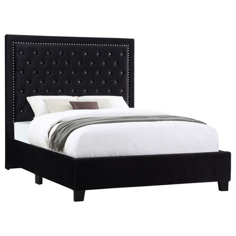 Eastern King Bed - Hailey Upholstered Eastern King Panel Bed Black