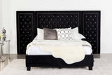 California King Bed W/ Wing Panel - Hailey Upholstered California King Wall Panel Bed Black | Coaster - 315925KW - SP - Home Elegance USA - 2