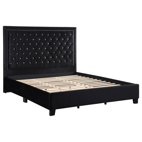 California King Bed - Hailey Upholstered California King Panel Bed Black